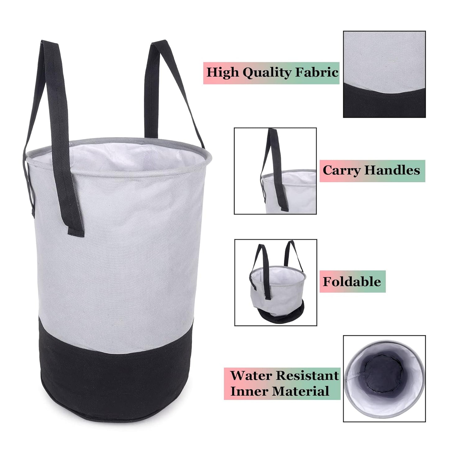 Grey Laundry Bag (45 Ltr) – Collapsible, Durable, and Spacious Laundry Storage