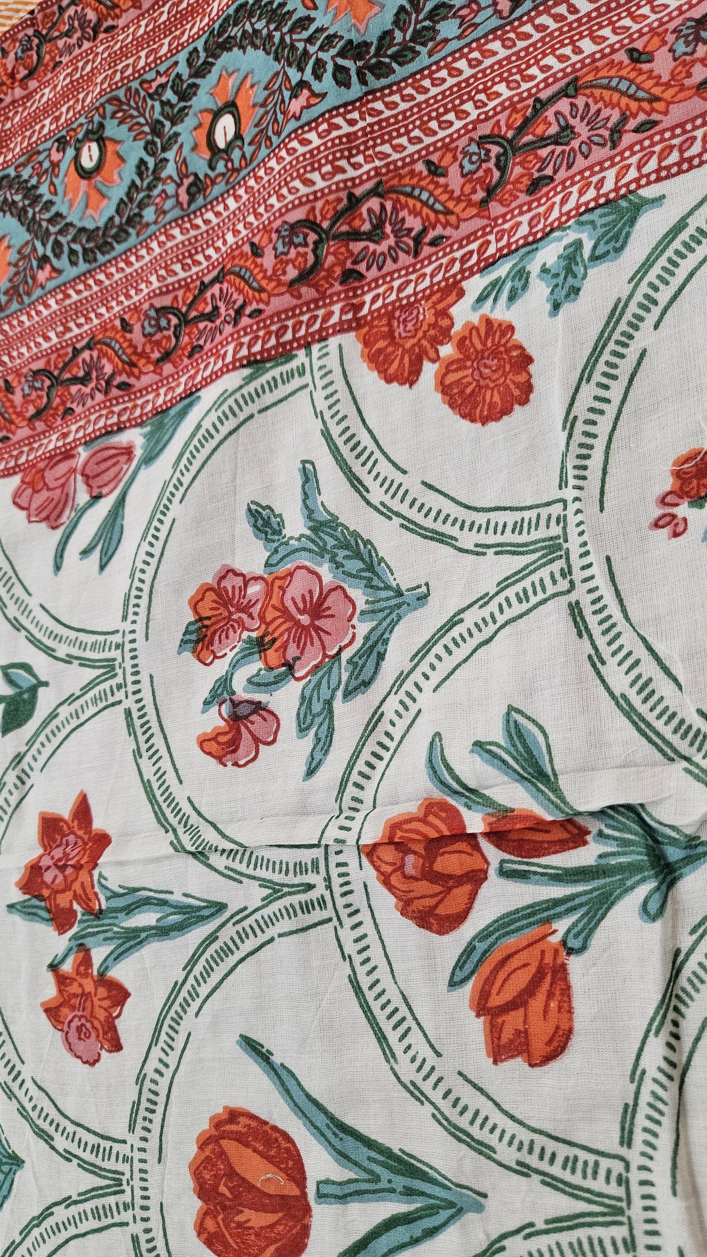 Red Floral Double Bedsheet with Double Bed Dohar