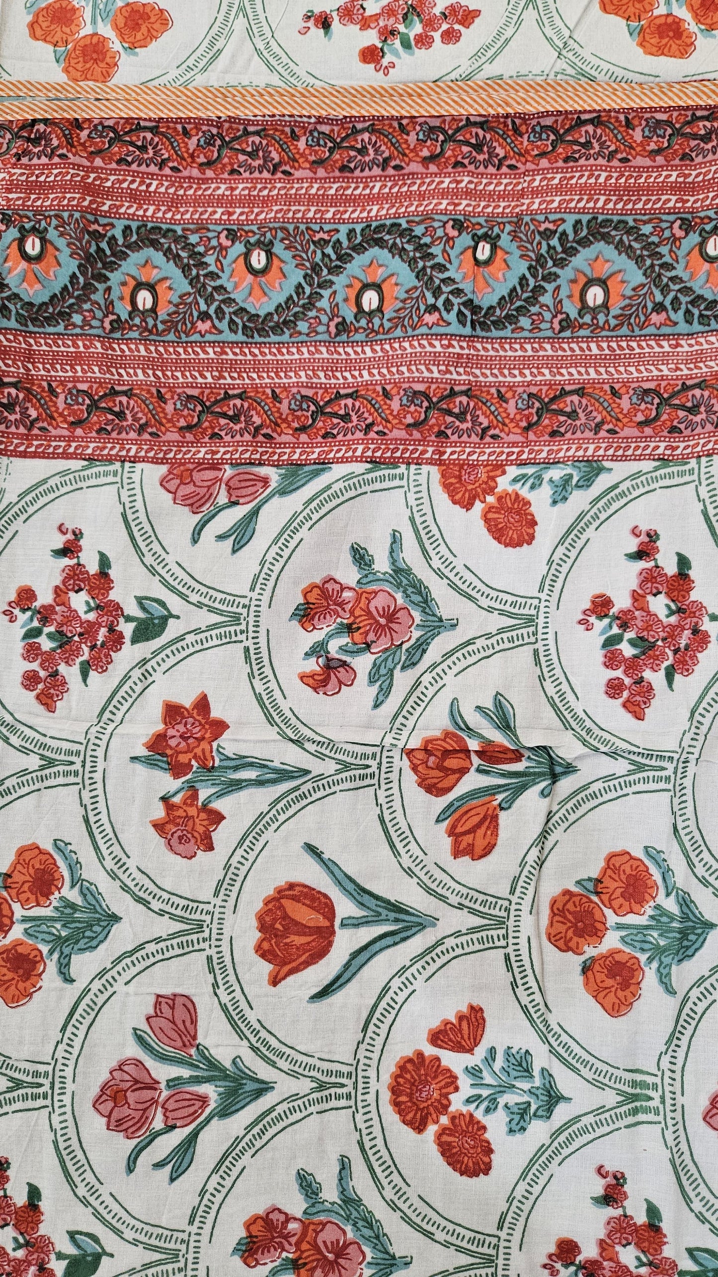 Red Floral Double Bedsheet with Double Bed Dohar