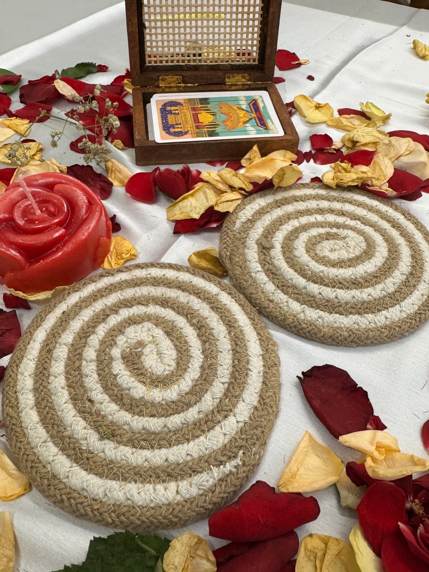 Spiral Jute Decorative Coasters Set of 4