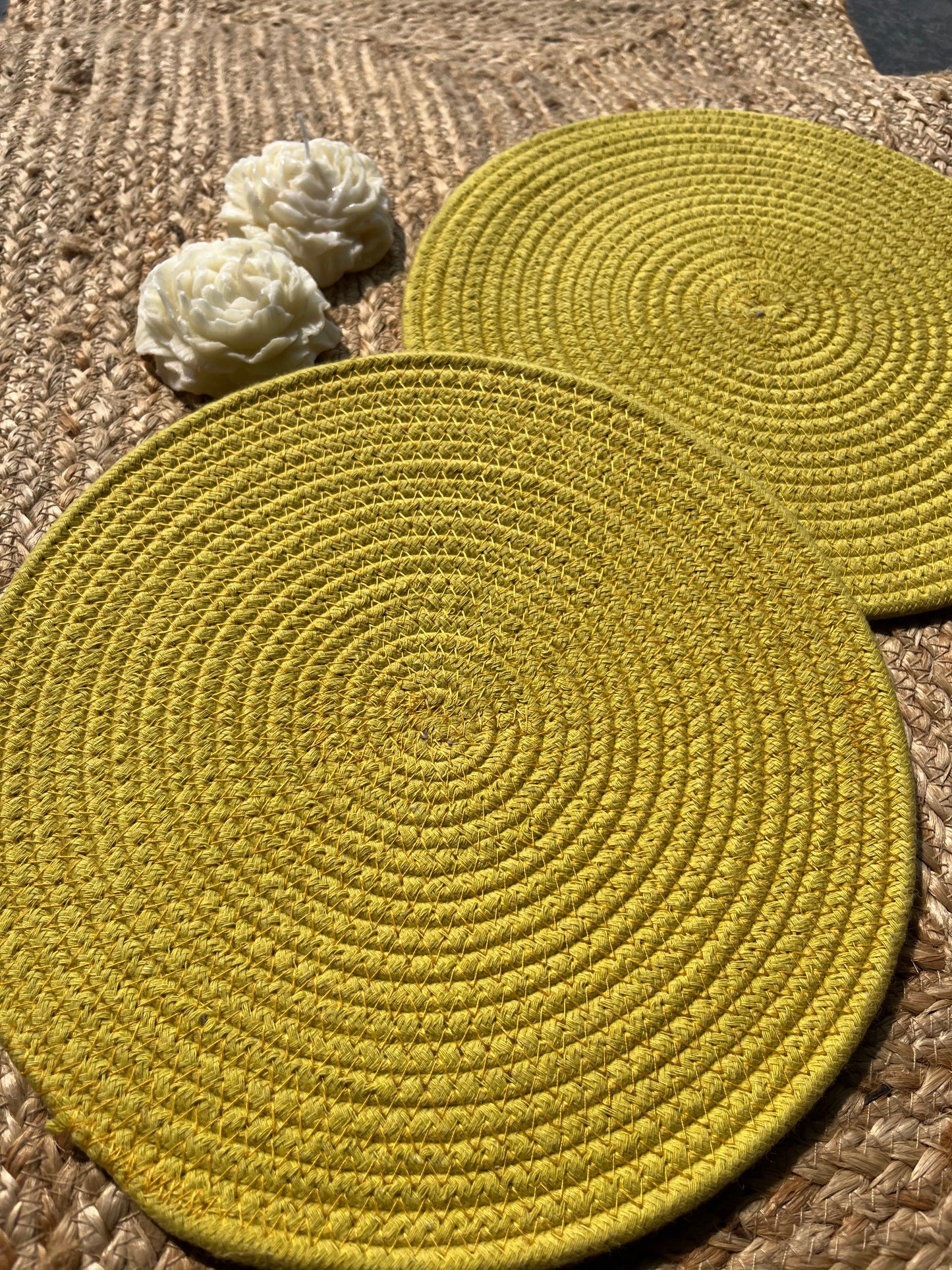Lemon Yellow Jute Table Placemat (Pack Of 2)- Eco-Friendly and Stylish