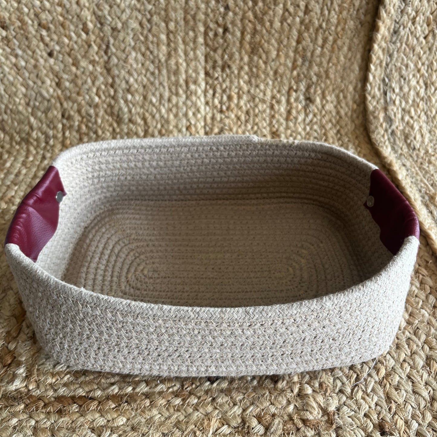 Jute Long Rectangle Storage Organizer Basket