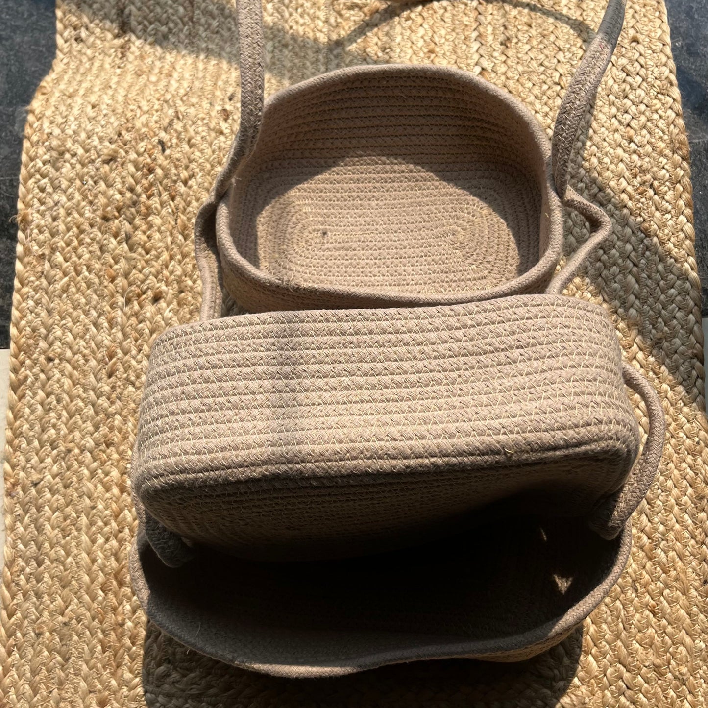 3-Tier Jute Wall Hanging Storage Basket organizer - Beige
