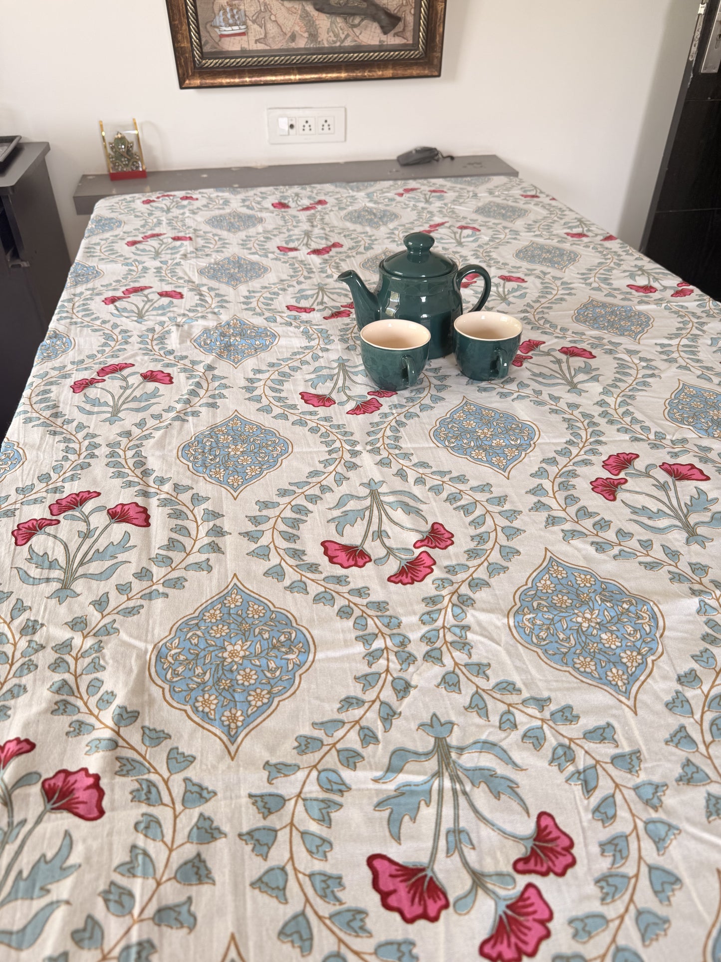 Pastel Blue Cotton Dining Table Covers