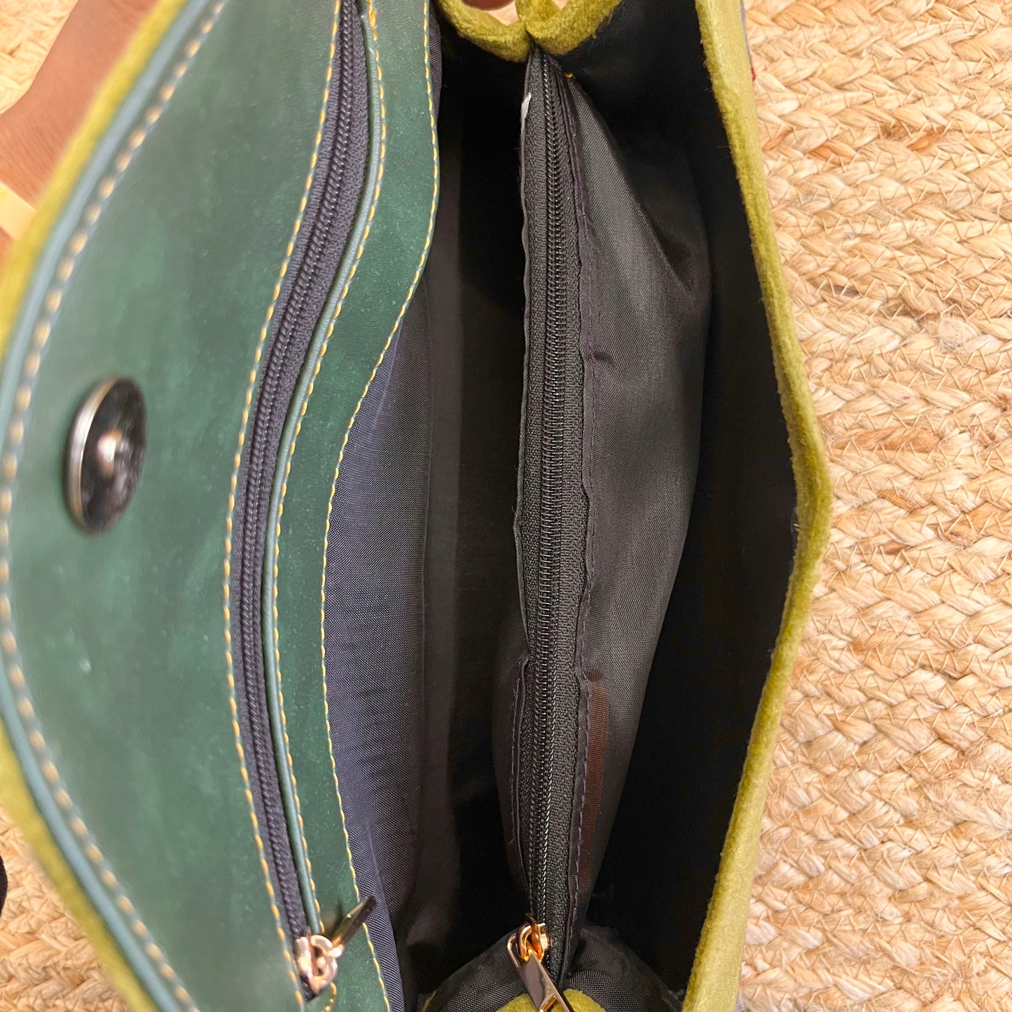 Olive Green Premium Kashmiri Velvet Embroidered Clutch