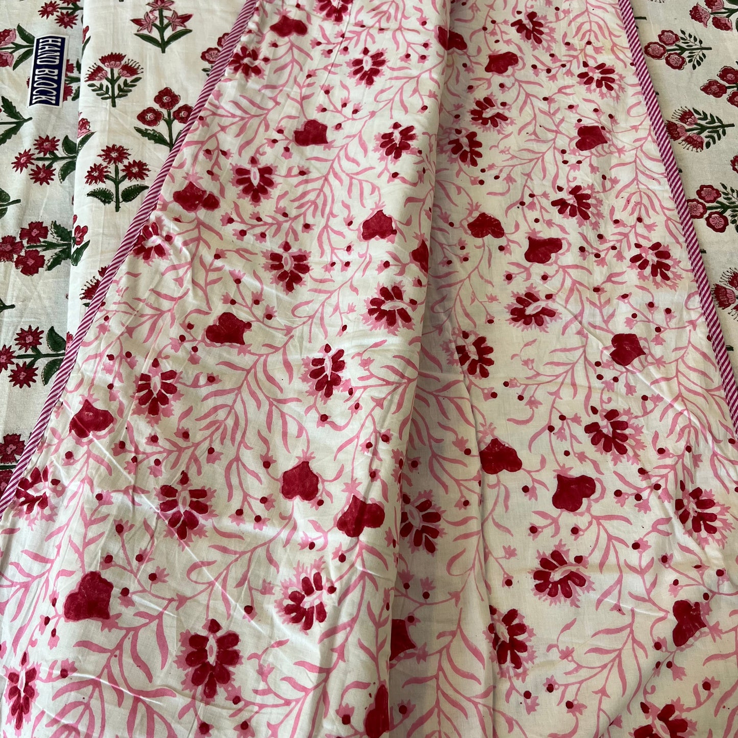 Pretty Pink Cotton Handblock Double Bed Dohar