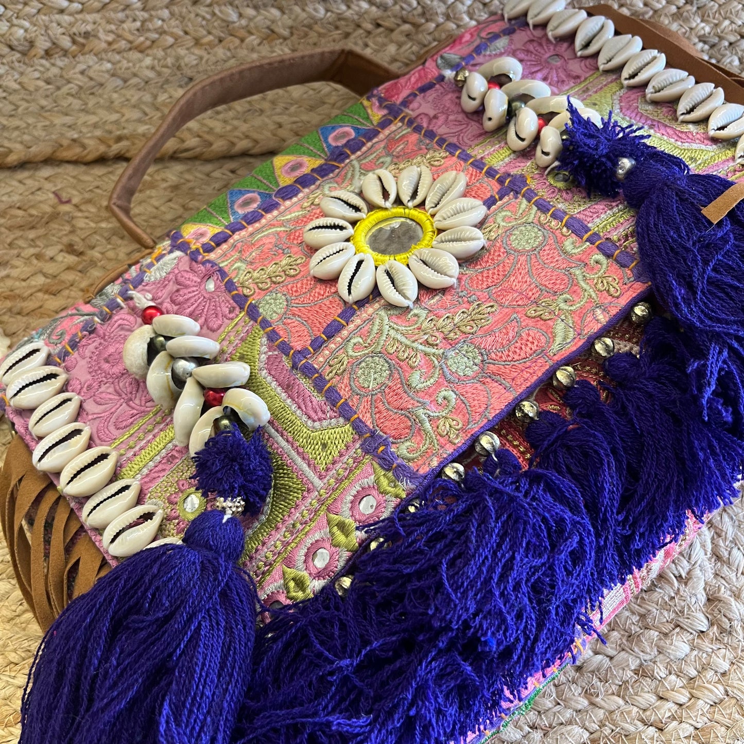 Purple Tasseled Boho Sling with Detachable Sling