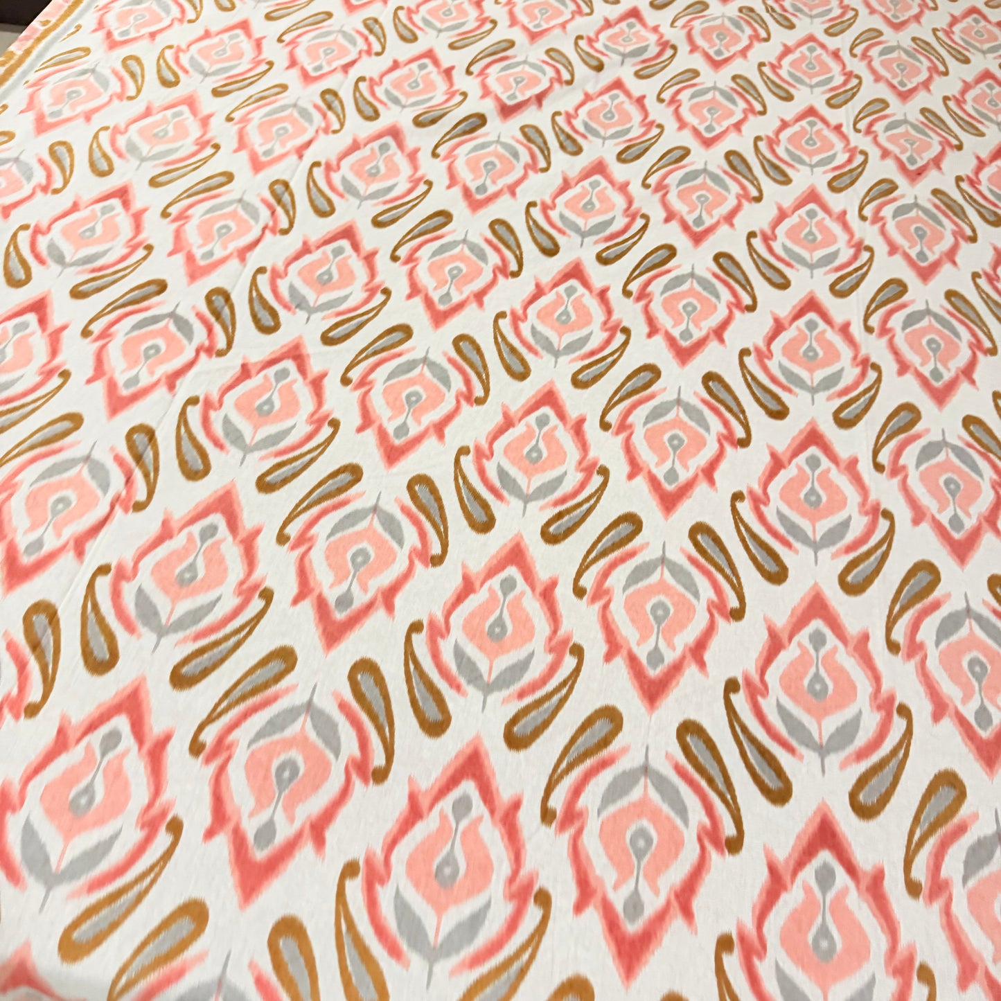 Peach Ikkat cotton Festive Double Bedsheet
