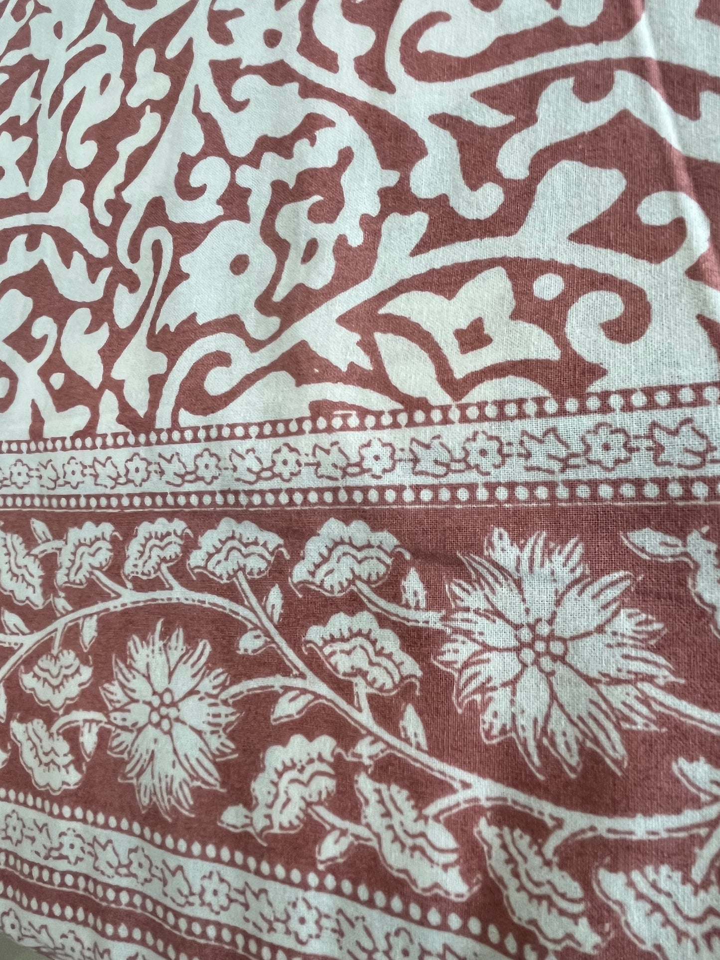 Handblock Peach Floral Double Bedsheet