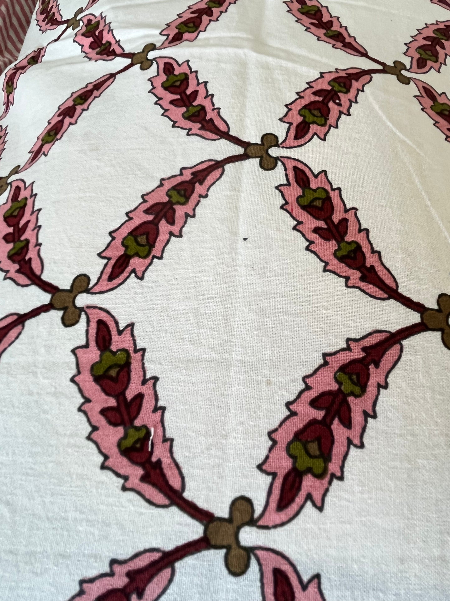 Handblock Peach Floral Double Bedsheet