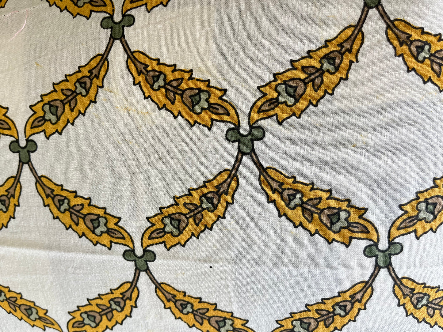 Handblock Yellow and White Patchwork Double Bedsheet