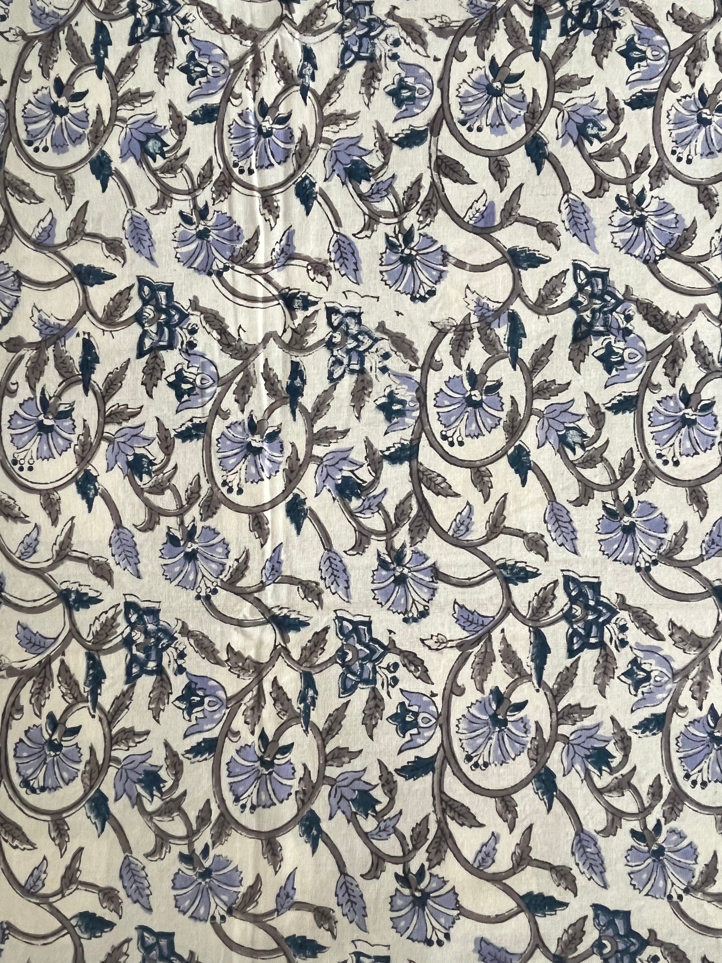 Handblock Blue Floral Printed Double Bedsheet
