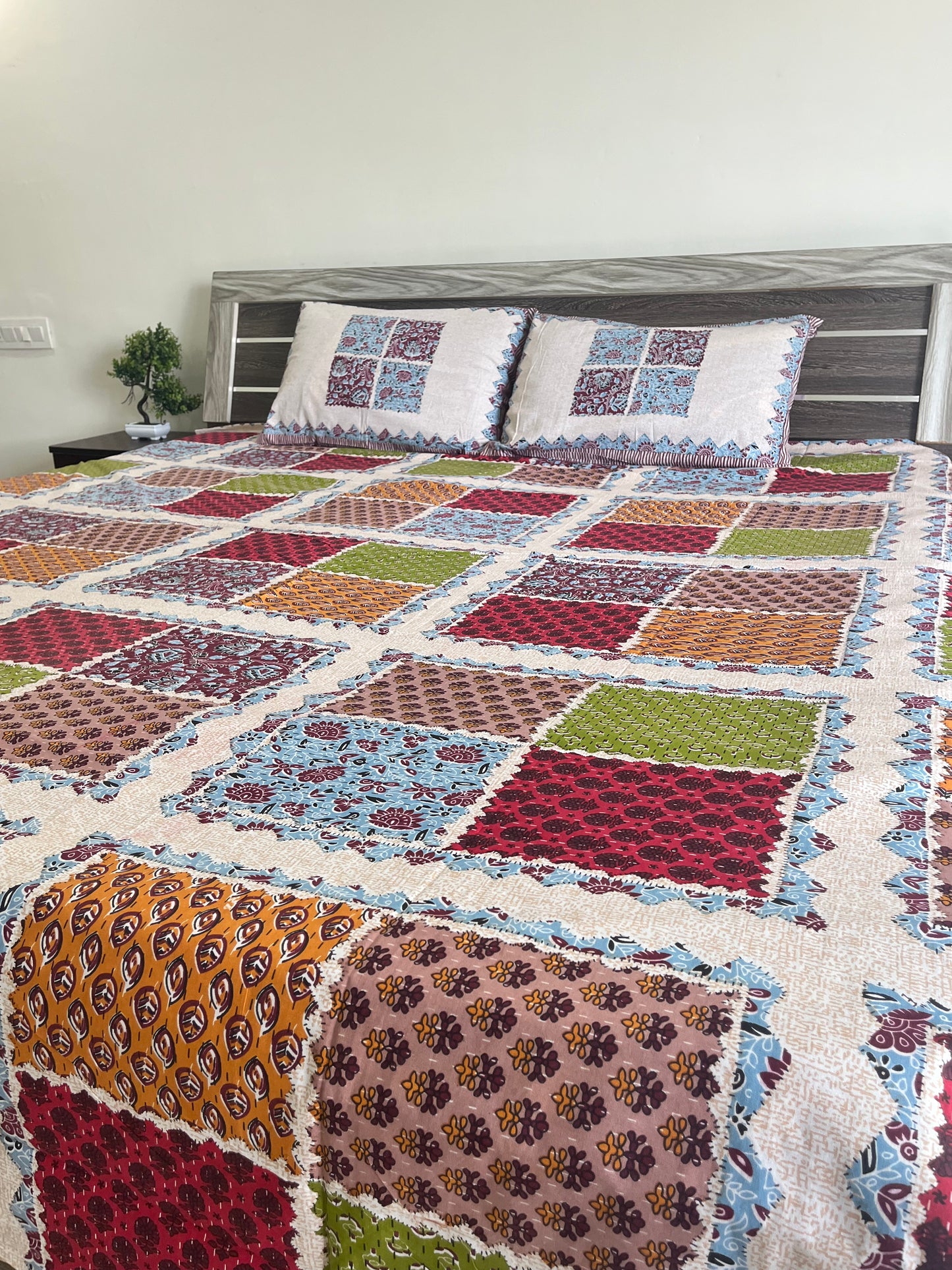 Handblock Multi Color Block Bedsheet