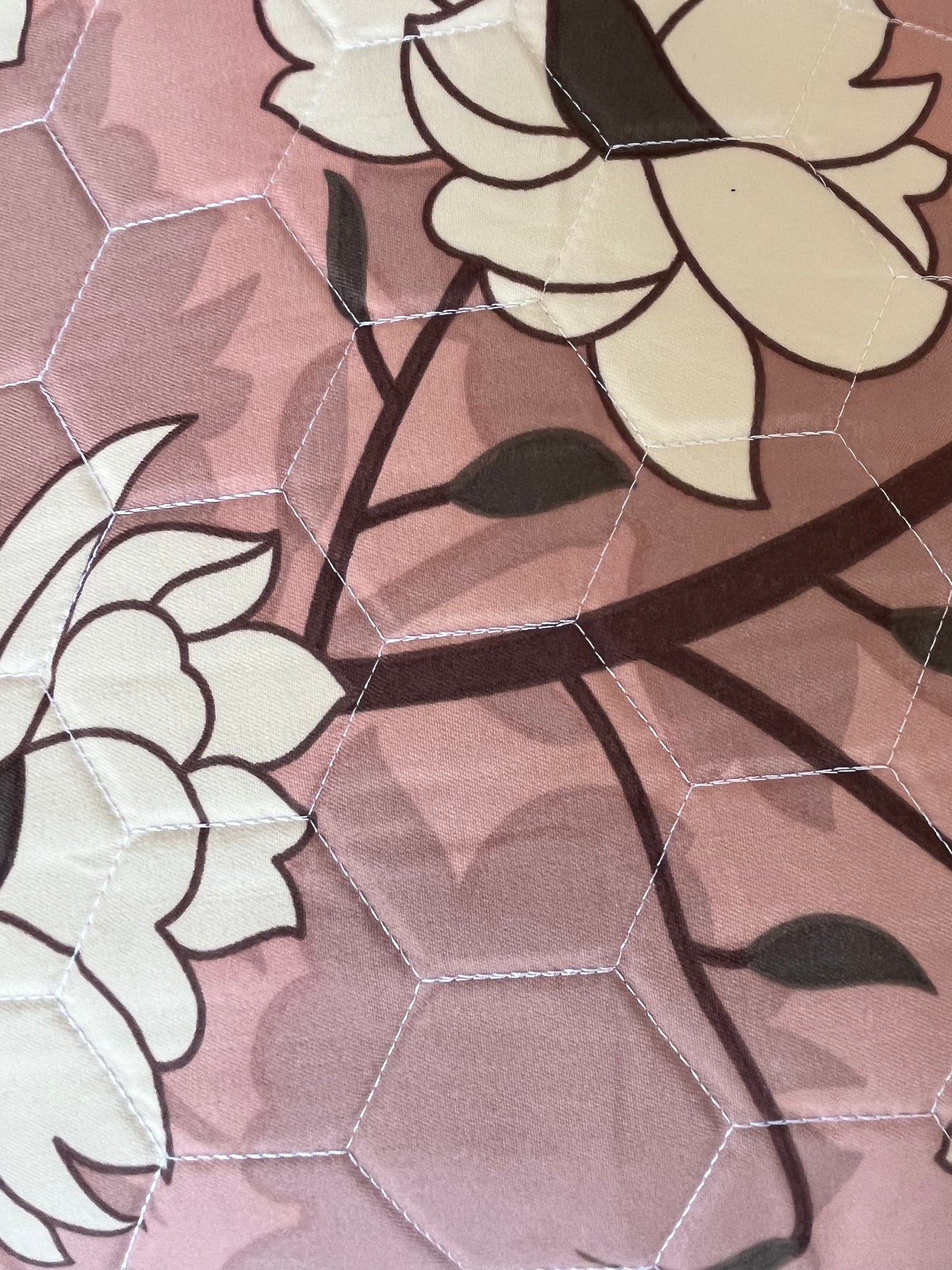 Beige Flower Double Bedsheet with 2 Quilted Pillows Covers