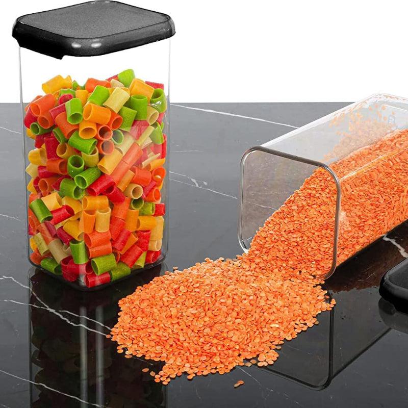 Airtight Kitchen Storage Containers Set – BPA-Free, Freezer Safe, 1100 ml, Black (Pack of 6) for Pantry Organization