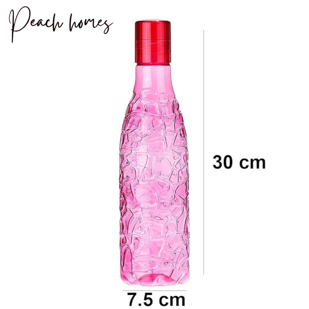 Plastic Transparent Mosaic Pink Water Bottle (Set of 6) – Leak-Proof, Reusable, Stylish Hydration Bottles