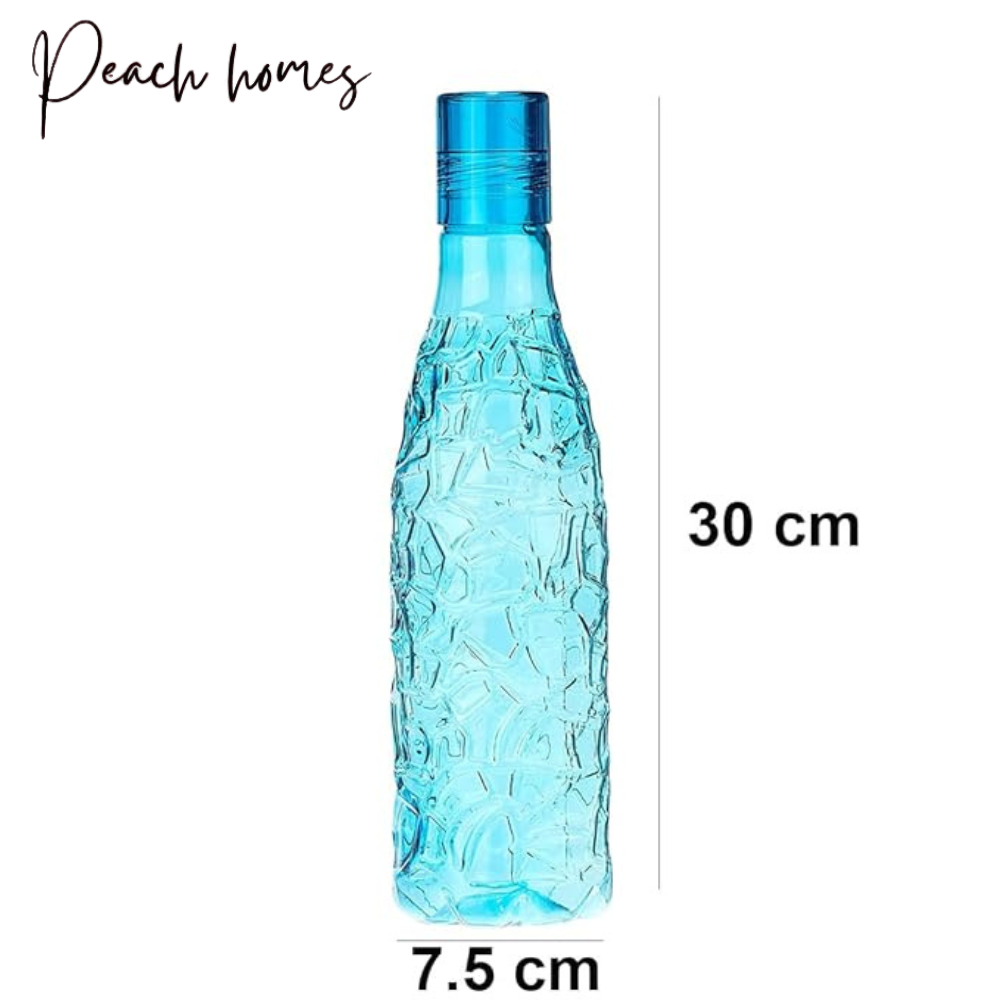 Plastic Transparent Mosaic Blue Water Bottle (Set of 6) – Reusable, Airtight, Eco-Friendly Water Storage