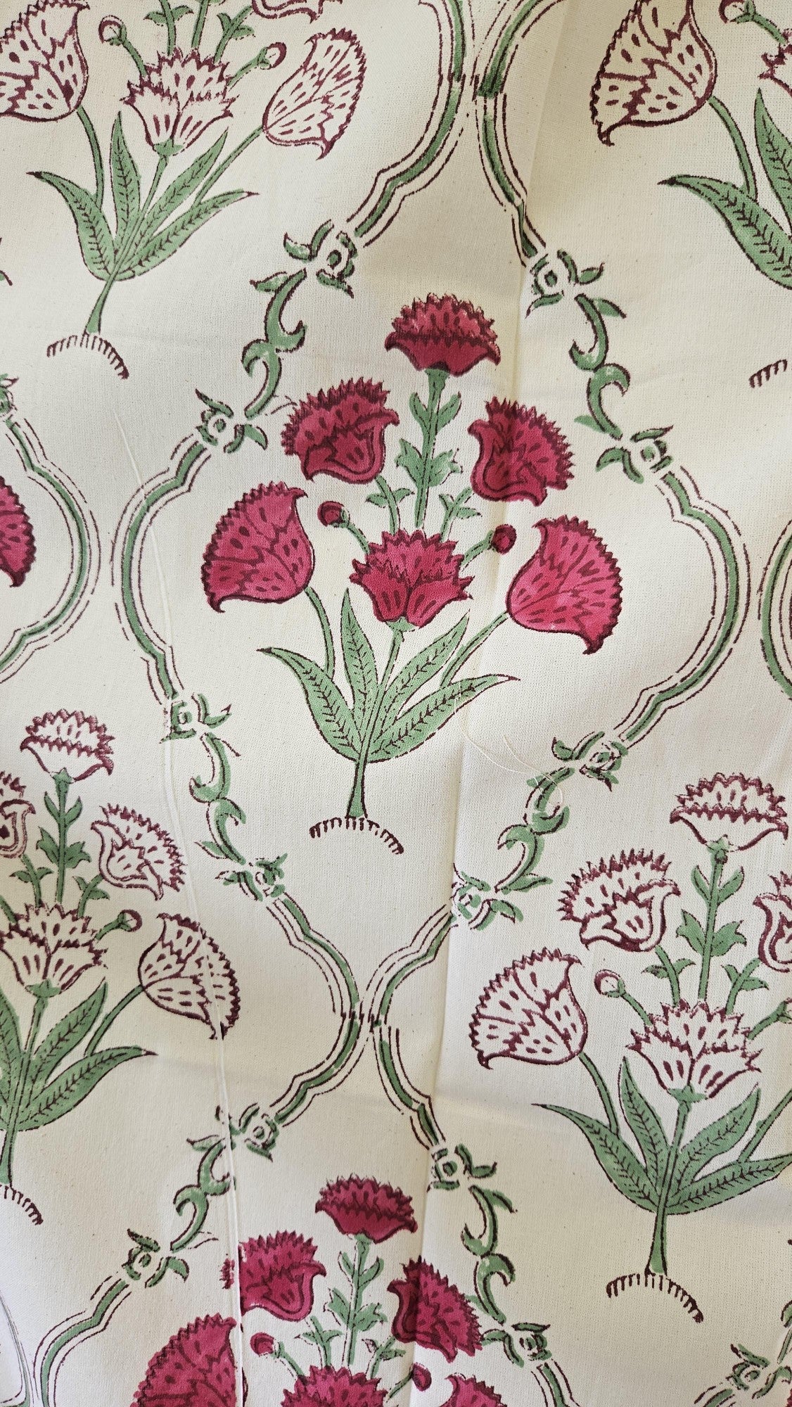 Red Floral Handblock Curtain