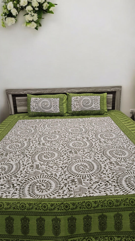 Tribal Print Double Bedsheet with 2 Pillow Cover