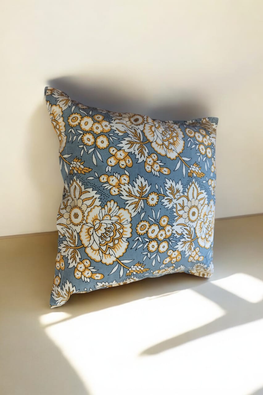 Blue Cotton Cushion Covers (Set of 2, 16x16 Inches)
