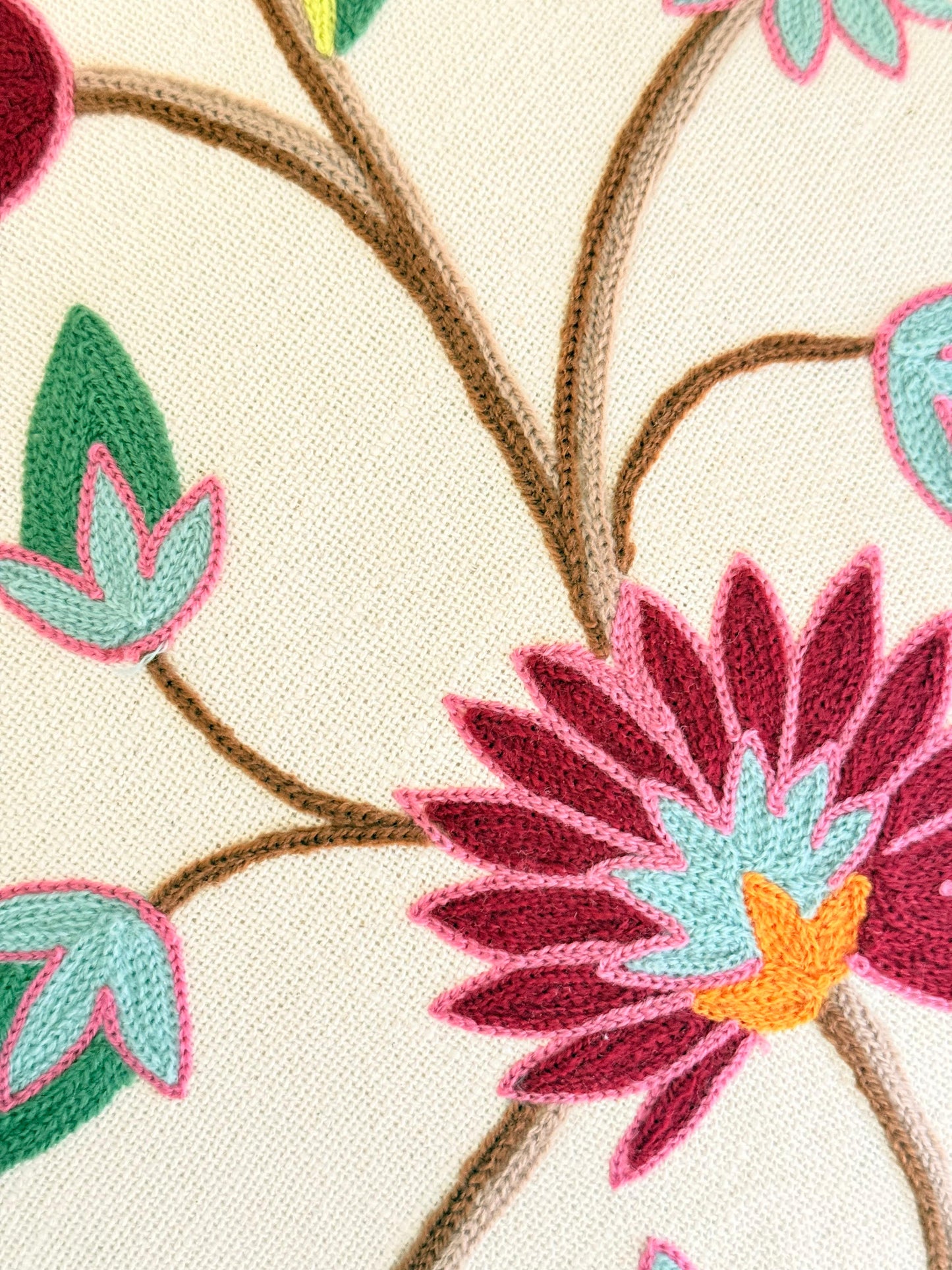 Decorative Multicolor Embroidery Cushion Cover – Vibrant Handcrafted Home Décor Accent