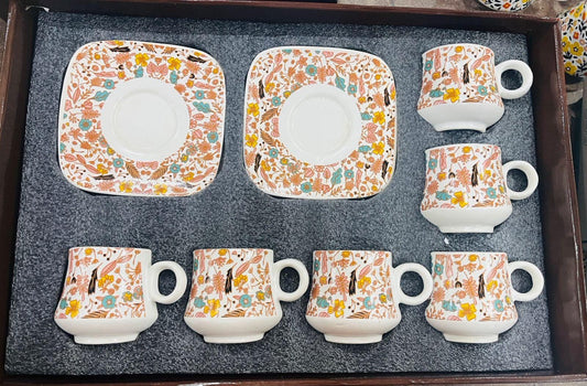 Orange Cup and Saucers