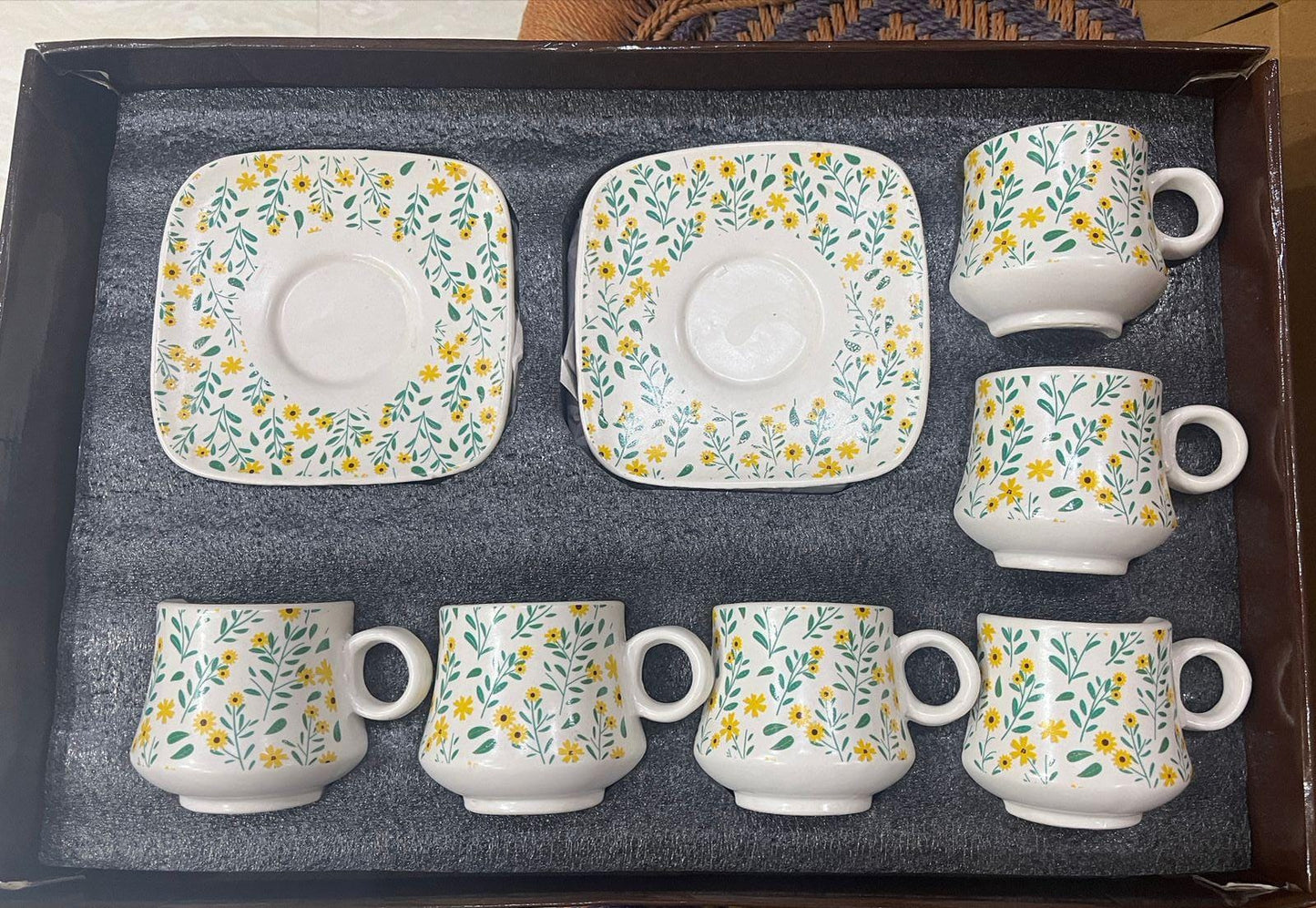 Green Cup and Saucers