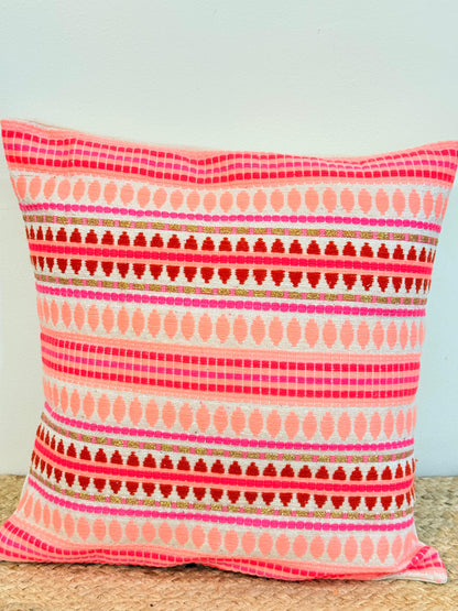Pastel Pink Jacquard Cotton Cushion Covers –  Elegant Decorative Pillow Covers