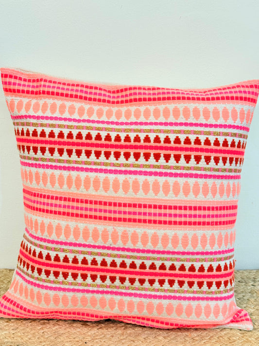 Pastel Pink Jacquard Cotton Cushion Covers –  Elegant Decorative Pillow Covers