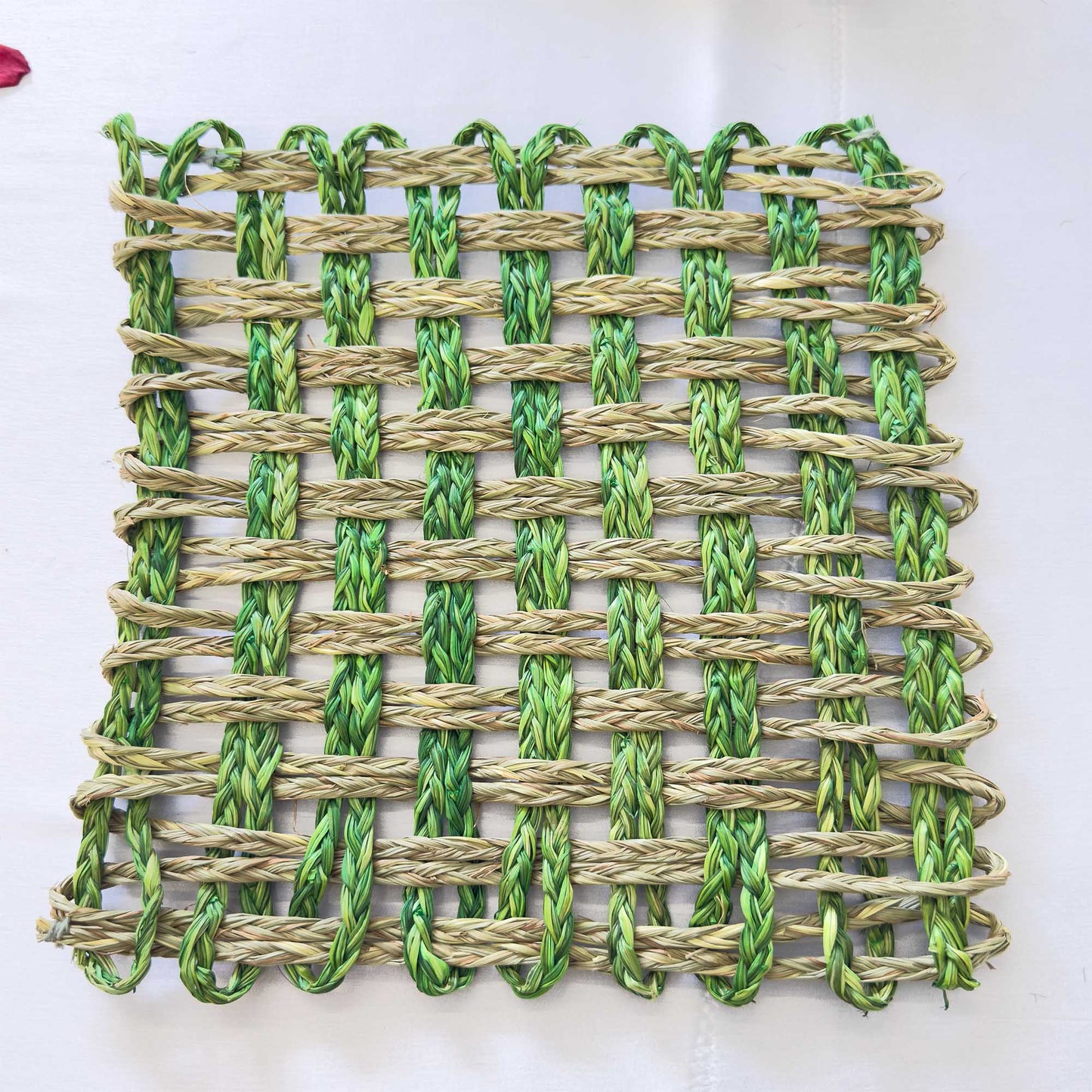 Green Rectangle Sabai Grass Table Placemat – Eco-Friendly Sapphire Blue Dining Table Mat