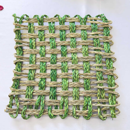 Green Rectangle Sabai Grass Table Placemat – Eco-Friendly Sapphire Blue Dining Table Mat