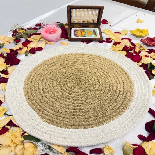 White Thick Border Jute Table Placemat (Pack of 2) – Eco-Friendly and Stylish