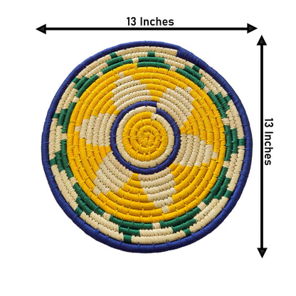 Yellow Sabai Grass Table Placemat – 13" Diameter Handmade Eco-Friendly Dining Table Décor (1 Unit)
