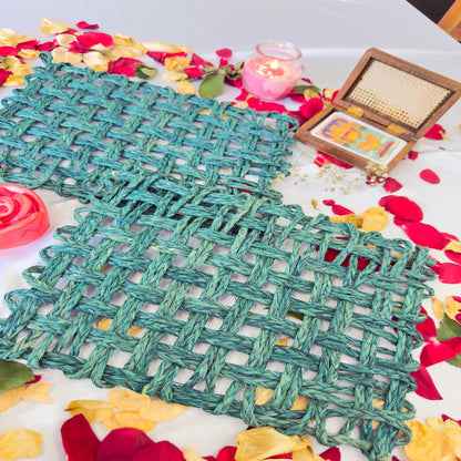 Blue Rectangle Sabai Grass Table Placemat – Eco-Friendly Sapphire Blue Dining Table Mat