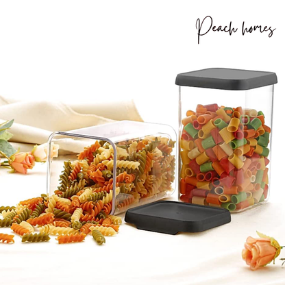Airtight Kitchen Storage Containers Set – BPA-Free, Freezer Safe, 1100 ml, Black (Pack of 6) for Pantry Organization