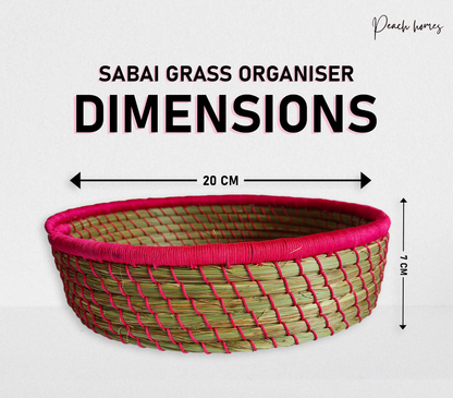 Small Pink Hand-Crafted Sabai Grass Jute Organiser