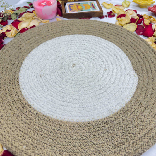 White Centered Jute Table Placemat (Pack of 2) – Eco-Friendly and Stylish
