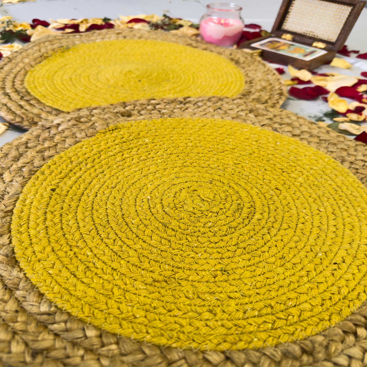 Yellow center Circular Table Placemat (Pack of 2) – Eco-Friendly and Stylish