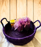 Solid Purple Handcrafted Sabai Grass Organiser with Handle