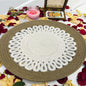 White Centered Flower Jute Table Placemat (Pack of 2) – Eco-Friendly and Stylish