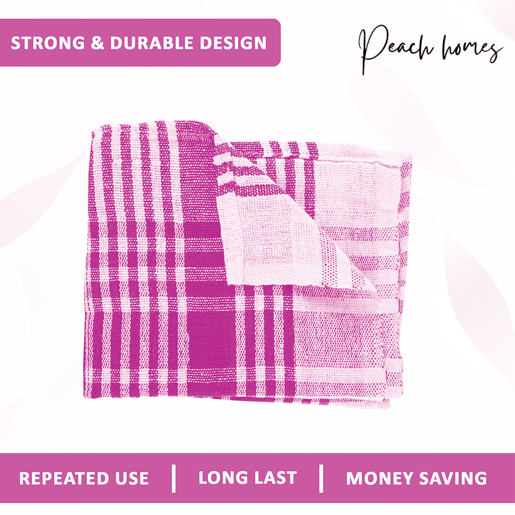 Check Style Kitchen & Cleaning Multipurpose Cloth Set of 12 (Pink) – Soft, Durable, and Machine Washable