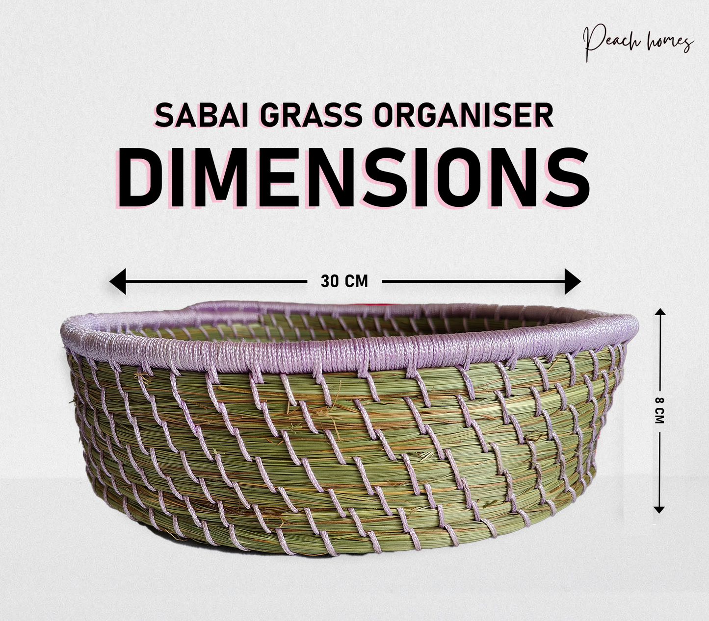 Large Purple Hand-Crafted Sabai Grass Jute Organiser
