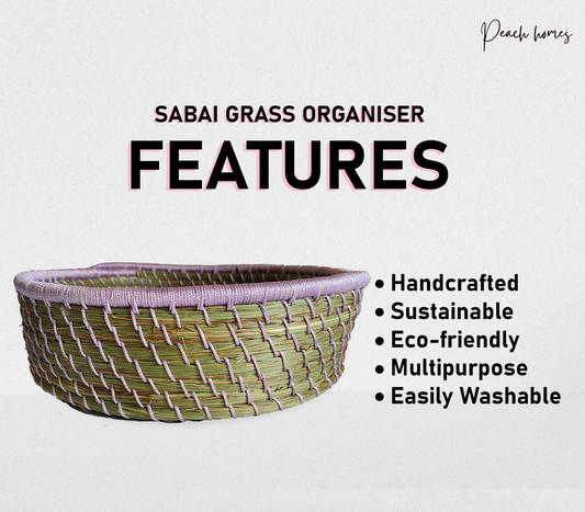 Small Purple Hand-Crafted Sabai Grass Jute Organiser