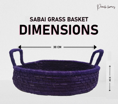 Solid Purple Handcrafted Sabai Grass Organiser with Handle