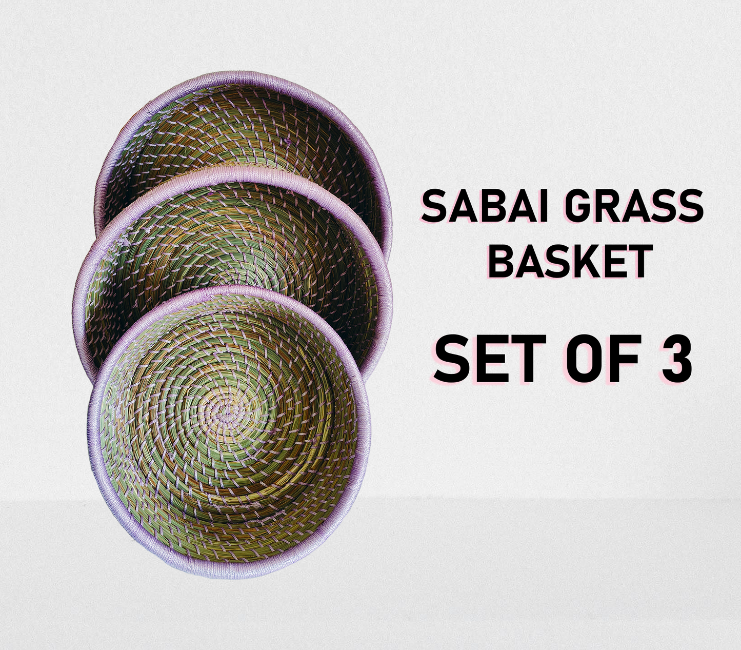 Purple Hand-Crafted Sabai Grass Jute Organiser (Set of 3)