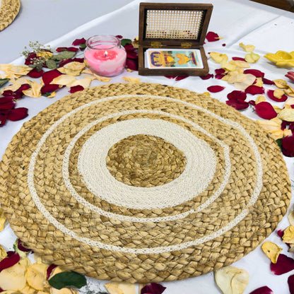 White Circle Jute Table Placemat (Pack of 2) – Eco-Friendly and Stylish