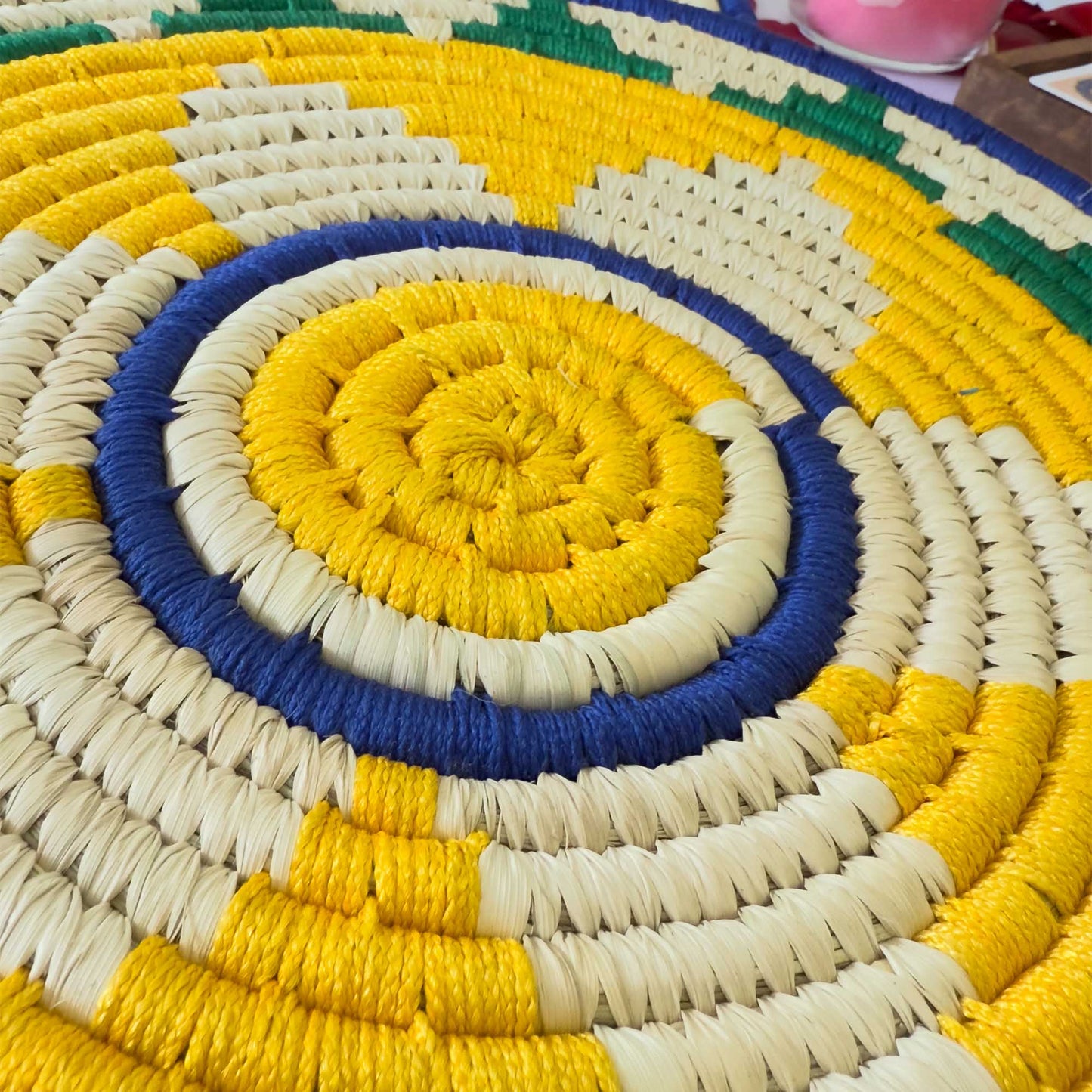 Yellow Sabai Grass Table Placemat – 13" Diameter Handmade Eco-Friendly Dining Table Décor (1 Unit)