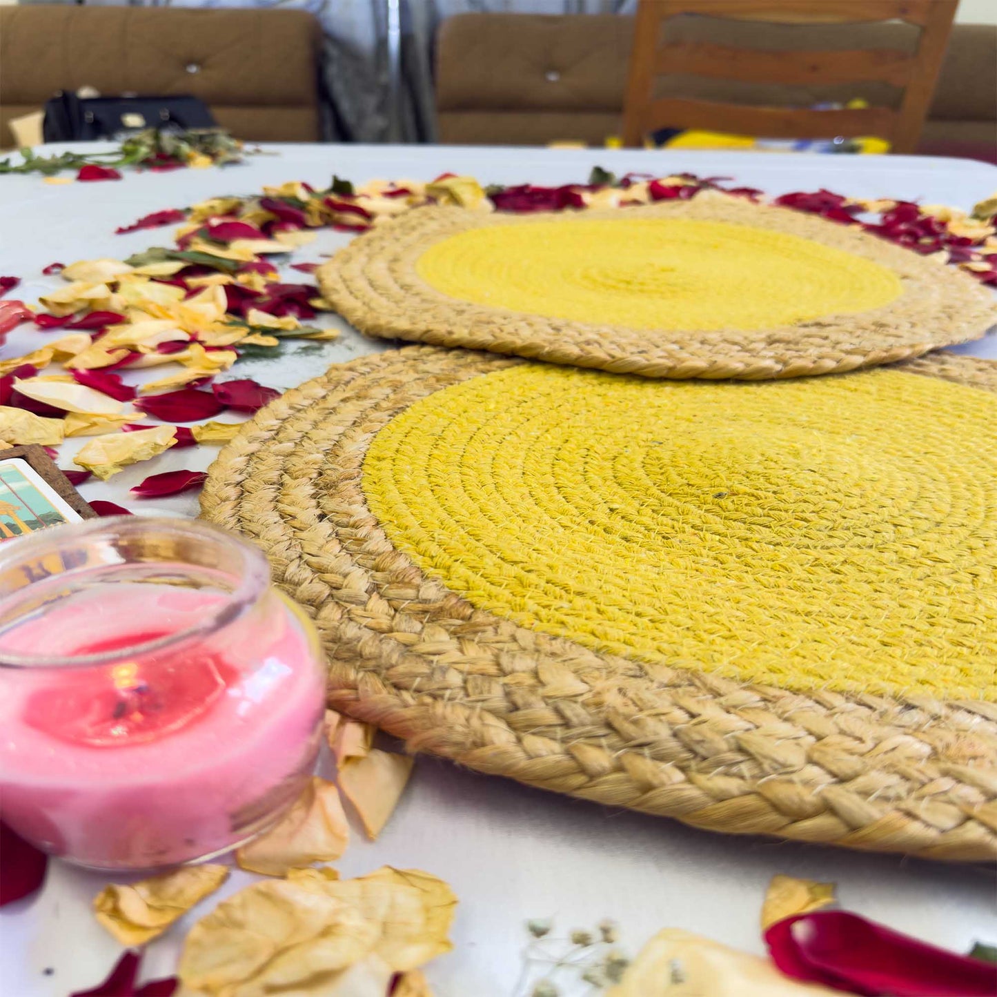 Yellow center Circular Table Placemat (Pack of 2) – Eco-Friendly and Stylish