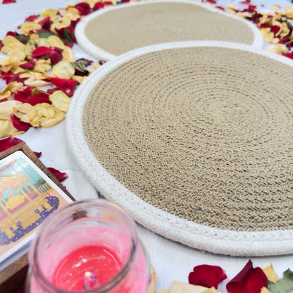 White Border Jute Table Placemat (Pack of 2) – Eco-Friendly and Stylish