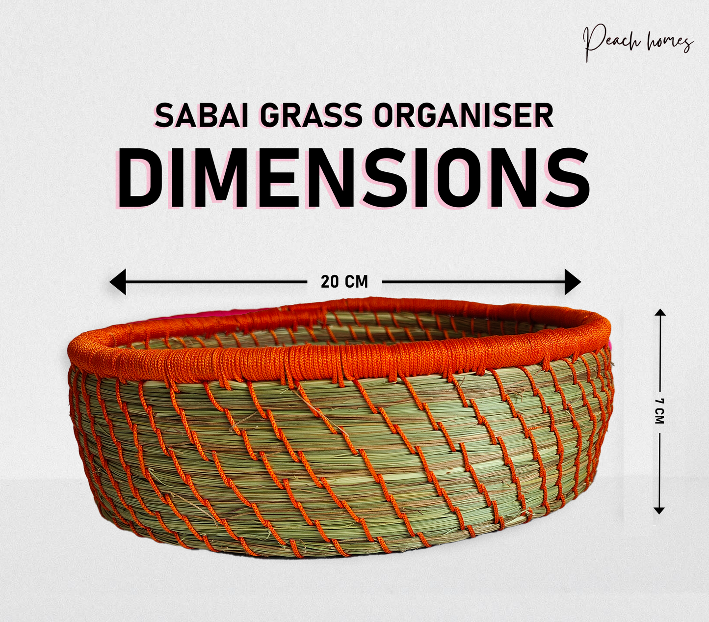 Orange Hand-Crafted Sabai Grass Jute Organiser (Set of 3)